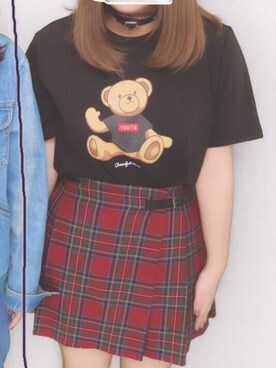 「WEGO（ウィゴー）のWEGO/ベアモチーフTシャツ（Tシャツ/カットソー、ブラック系）」を使った、aさん（メンズ・157cm）の春コーディネート