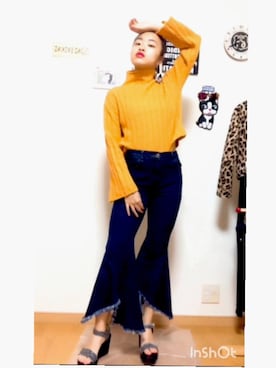 「しまむら（シマムラ）のアイテム（トップス、オレンジ系）」を使った、aitopstyleさん（レディース・161cm）の秋コーディネート