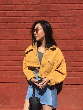 「BDG（ビーディージー）のアイテム（ジャケット/アウター）」を使った、Achanさん（レディース・163cm）の春コーディネート