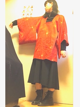 「和服」｜「アイテム（その他アウター）」を使った、りむさん（レディース・157cm）の冬コーディネート