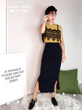 「GU（ジーユー）のアイテム（シューズ、ブラック系）」を使った、Kinnaさん（レディース・159cm）の夏コーディネート