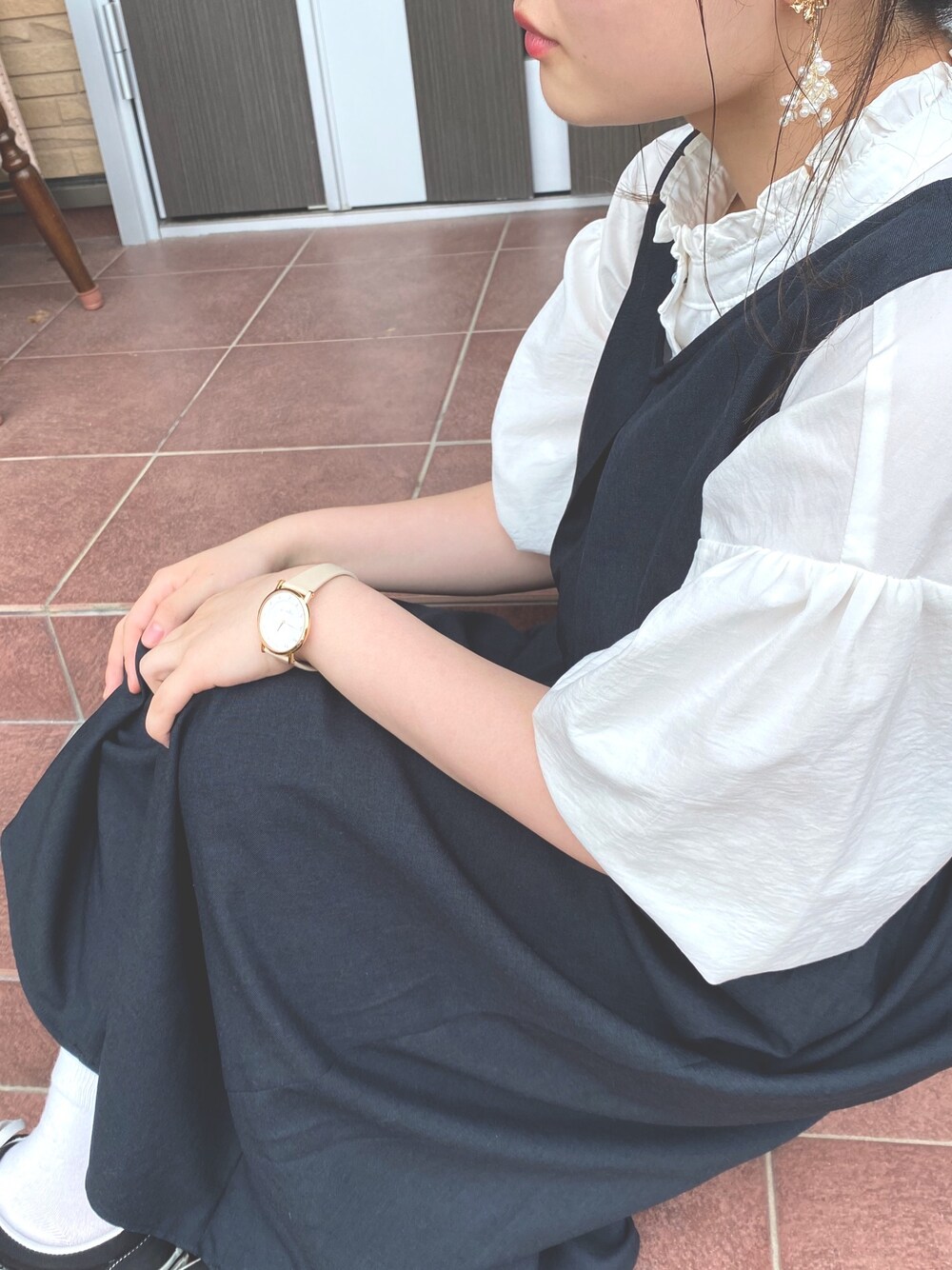 「夏コーデ、休日スタイル、大人カジュアル、プチプラコーデ、ワンピース」｜「GUのアイテム（ワンピース/ドレス、ブラック系）」を使った、yueさん（レディース・145cm）の夏コーディネートの1枚目の写真