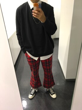 「HANES（ヘインズ）のアイテム（スウェット）」を使った、じゅんやさん（メンズ・176cm）の秋コーディネート