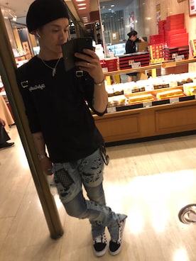 「PRPS（ピーアールピーエス）のアイテム」を使った、IGUCCIさん（メンズ・173cm）の冬コーディネート