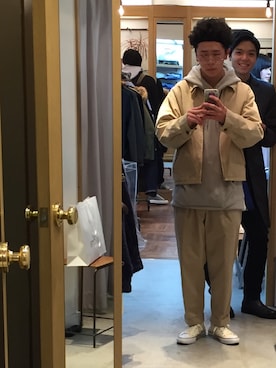 「usedのアイテム（ブルゾン、ベージュ系）」を使った、オカダケントさん（メンズ・171cm）の冬コーディネート