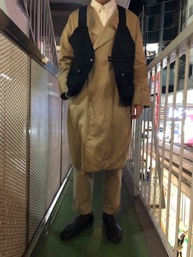 「ARCOLLETTA PADRONE（アルコレッタ パドローネ）のARCOLLETTA PADRONE × BEAMS / 別注 レザー スリッポン 18SS（スリッポン、ブラック系）」を使った、オカダケントさん（メンズ・171cm）の春コーディネート