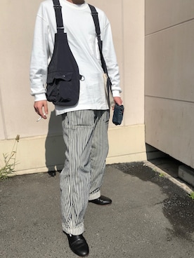 「ARCOLLETTA PADRONE（アルコレッタ パドローネ）のARCOLLETTA PADRONE × BEAMS / 別注 レザー スリッポン 18SS（スリッポン、ブラック系）」を使った、オカダケントさん（メンズ・171cm）の春コーディネート