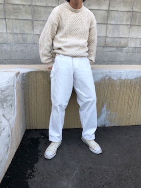 「CONVERSE（コンバース）の【CONVERSE】ALLSTAR　LOW CUT（スニーカー、ベージュ系）」を使った、オカダケントさん（メンズ・171cm）の春コーディネート