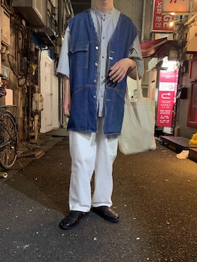 「BEAUTY&YOUTH UNITED ARROWS（ビューティーアンドユースユナイテッドアローズ）のBY グルカ シューズ ◆（サンダル、ブラック系）」を使った、オカダケントさん（メンズ・171cm）の夏コーディネート