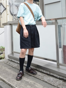 「Dr. Martens（ドクターマーチン）のDr.Martens / ADRIAN TASSLE LOAFER_mtn（ローファー、レッド系）」を使った、オカダケントさん（メンズ・171cm）の夏コーディネート