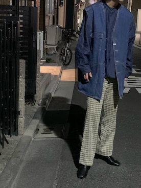 「usedのアイテム（スラックス、ベージュ系）」を使った、オカダケントさん（メンズ・171cm）の秋コーディネート