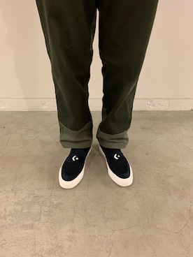 「Engineered Garments（エンジニアードガーメンツ）のアイテム（パンツ、グリーン系）」を使った、オカダケントさん（メンズ・171cm）の冬コーディネート
