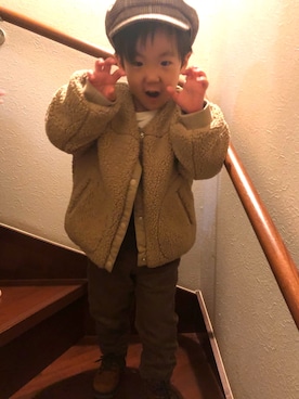 「こども ビームス（コドモビームス）のアイテム（キャスケット）」を使った、Ryujiさん（キッズ・100cm）の秋コーディネート