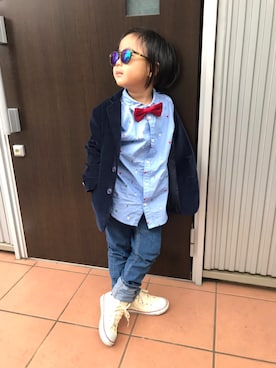 「TOMMY HILFIGER（トミーヒルフィガー）のアイテム（ジャケット/アウター）」を使った、Ryujiさん（キッズ・110cm）の冬コーディネート
