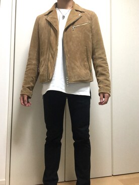 「BEAMS（ビームス）のアイテム（ライダースジャケット）」を使った、仙人掌さん（メンズ・164cm）の秋コーディネート