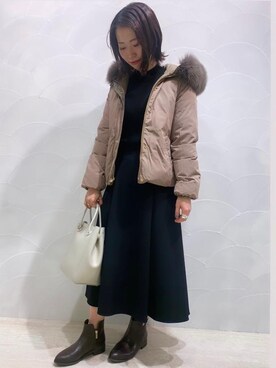 「一押しのアウタースタイル」｜「アイテム（ダウンジャケット/コート）」を使った、岡野未羽さん（レディース・152cm）の秋コーディネート