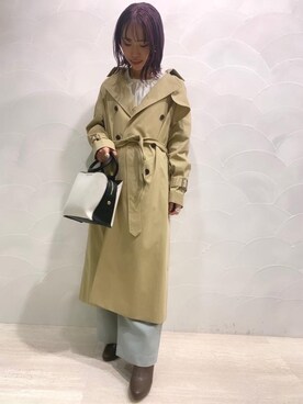 「一押しのアウタースタイル」｜「アイテム（トレンチコート）」を使った、岡野未羽さん（レディース・152cm）の冬コーディネート