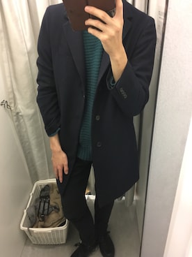 「アイテム（チェスターコート）」を使った、からあげマン。さん（メンズ・184cm・10代）の冬コーディネート