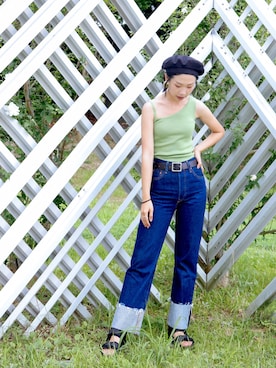 「Levi's（リーバイス）のRIBCAGE ストレート アンクル LUCK OF THE DRAW（デニムパンツ）」を使った、genyuanziさん（レディース・163cm）の夏コーディネート