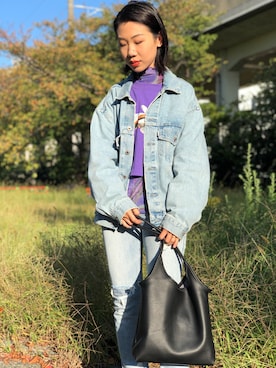 「OSYAREVO（オシャレボ）のアイテム（トートバッグ）」を使った、genyuanziさん（レディース・163cm）の秋コーディネート