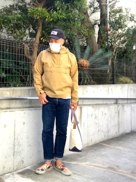 「melple（メイプル）のアイテム（マウンテンパーカー）」を使った、rasさん（メンズ・172cm）の冬コーディネート