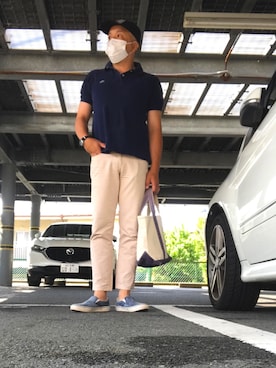 「アイテム（スリッポン）」を使った、rasさん（メンズ・172cm・40代）の夏コーディネート