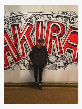 「ストリート服が好き」｜「アイテム（ダウンジャケット/コート）」を使った、ふみやさん（メンズ・172cm）の秋コーディネート