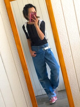 「Levi's（リーバイス）のアイテム（バックパック/リュック）」を使った、sinemon母さん（レディース・168cm）の夏コーディネート