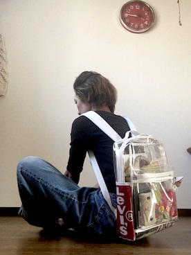 「Levi's（リーバイス）のアイテム（バックパック/リュック）」を使った、sinemon母さん（レディース・168cm）の夏コーディネート