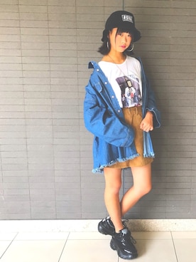「韓国風コーデ」｜「アイテム（帽子）」を使った、AKARI☆さん（レディース・160cm）の秋コーディネート