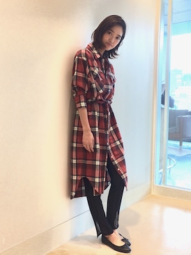 「BEAMS LIGHTS（ビームスライツ）のアイテム（ワンピース）」を使った、lippuさん（レディース・166cm）の秋コーディネート