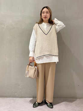 「RODE SKO（ロデスコ）のJUANITA ポケットプチ2WAYトート（トートバッグ）」を使った、marieさん（レディース・165cm）の春コーディネート