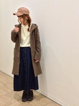 「coen（コーエン）のアイテム（ピーコート）」を使った、suzukiさん（レディース・164cm）の秋コーディネート
