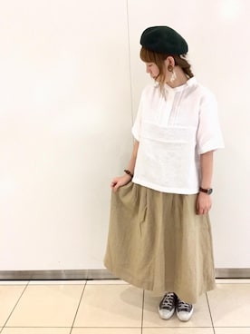 「coenスタッフスタイリング」｜「アイテム（ハンチング/ベレー帽）」を使った、suzukiさん（レディース・164cm）の春コーディネート