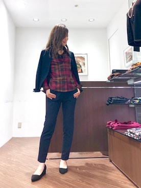 「ナラカミーチェ」｜「アイテム（ノーカラージャケット）」を使った、Caraさん（レディース・161cm）の秋コーディネート