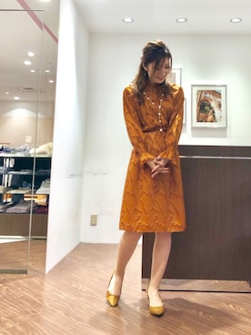 「NARACAMICIE（ナラカミーチェ）のカットジャカードシフォンブラウス（シャツ/ブラウス）」を使った、Caraさん（レディース・161cm）の秋コーディネート