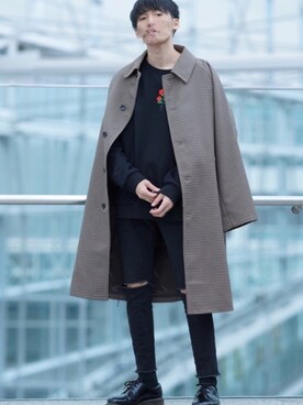 チェスターコートを使った 肩掛けコーデ の人気ファッションコーディネート Wear