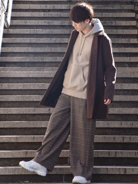 ステンカラーコートを使った 同系色コーデ の人気ファッションコーディネート Wear