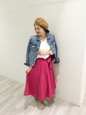 「Moname（モナーム）のアイテム（ジャケット/アウター）」を使った、emiさん（レディース・158cm）の春コーディネート