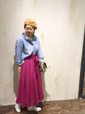 「Moname（モナーム）のアイテム（トップス）」を使った、emiさん（レディース・158cm）の春コーディネート