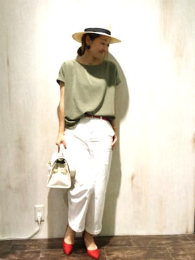 「Moname（モナーム）のアイテム（その他パンツ）」を使った、emiさん（レディース・158cm）の夏コーディネート