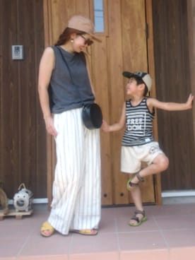 「CA4LA（カシラ）のアイテム（キャップ）」を使った、emiさん（レディース・158cm）の夏コーディネート