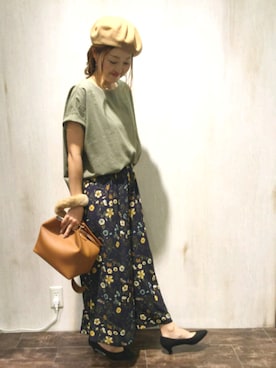 「CA4LA（カシラ）のアイテム（ハンチング/ベレー帽）」を使った、emiさん（レディース・158cm）の夏コーディネート