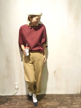 「CA4LA（カシラ）のアイテム（ハンチング/ベレー帽）」を使った、emiさん（レディース・158cm）の夏コーディネート