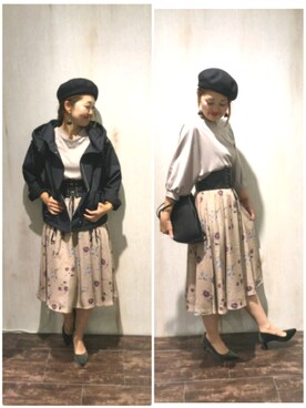 「ウエストイン」｜「アイテム（ブルゾン）」を使った、emiさん（レディース・158cm）の夏コーディネート