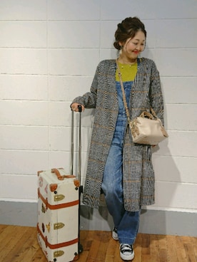 「Moname（モナーム）のアイテム（オールインワン・サロペット）」を使った、emiさん（レディース・158cm）の秋コーディネート