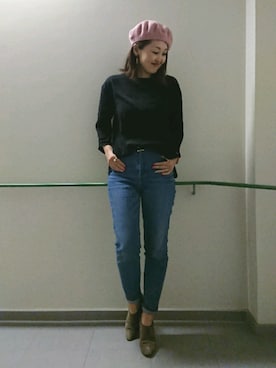 「アイテム（ブーティ）」を使った、emiさん（レディース・158cm）の冬コーディネート