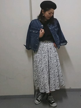 「Moname（モナーム）のアイテム（ジャケット/アウター）」を使った、emiさん（レディース・158cm）の冬コーディネート