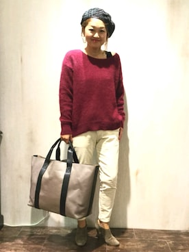 「Moname（モナーム）のアイテム（その他パンツ）」を使った、emiさん（レディース・158cm）の秋コーディネート