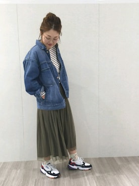 「Moname（モナーム）のアイテム（ジャケット/アウター）」を使った、emiさん（レディース・158cm）の冬コーディネート